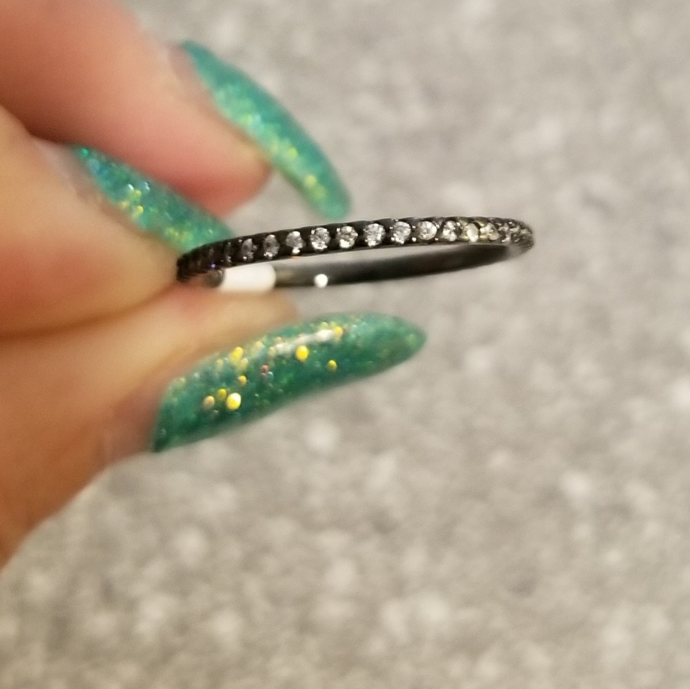 Size 7 petite stackable gunmetal cz band